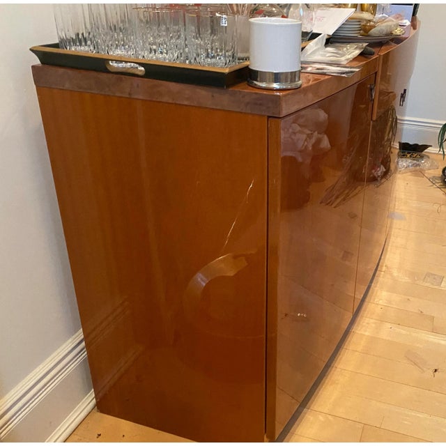 Italian 1990s Italian Burlwood Buffet, Radiated Front Design For Sale - Image 3 of 6