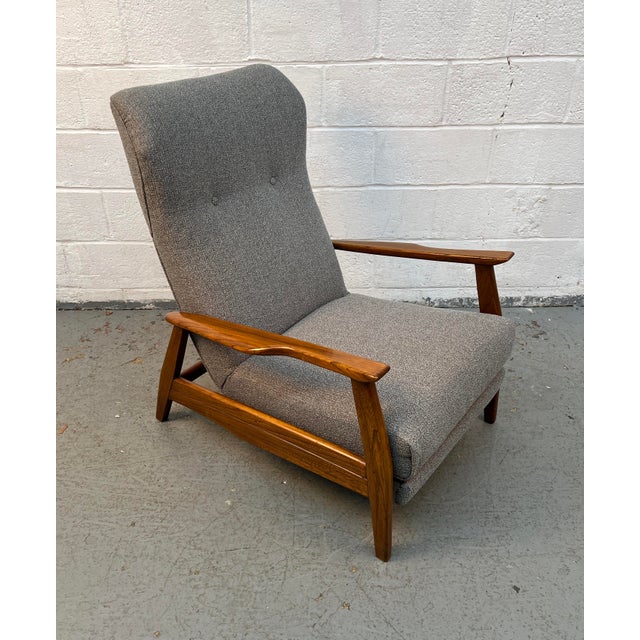 Mid-Century Scandinavian Style Walnut Reclining Lounge Chair For Sale - Image 4 of 12