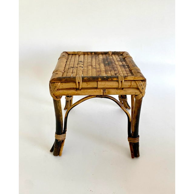 1970s Tortoiseshell Bamboo Plant Stand Riser For Sale - Image 5 of 9