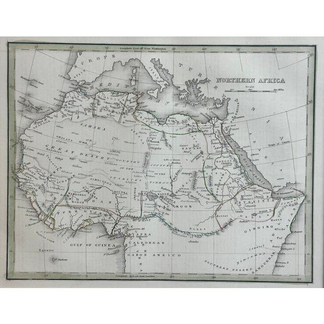 Original antique, hand-colored map of Africa from 1835, created by Thomas G. Bradford. Published in Boston for his "Atlas...