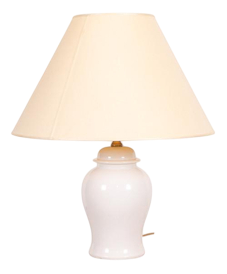 Vintage White Ceramic Table Lamp with Ivory Fabric Lampshade