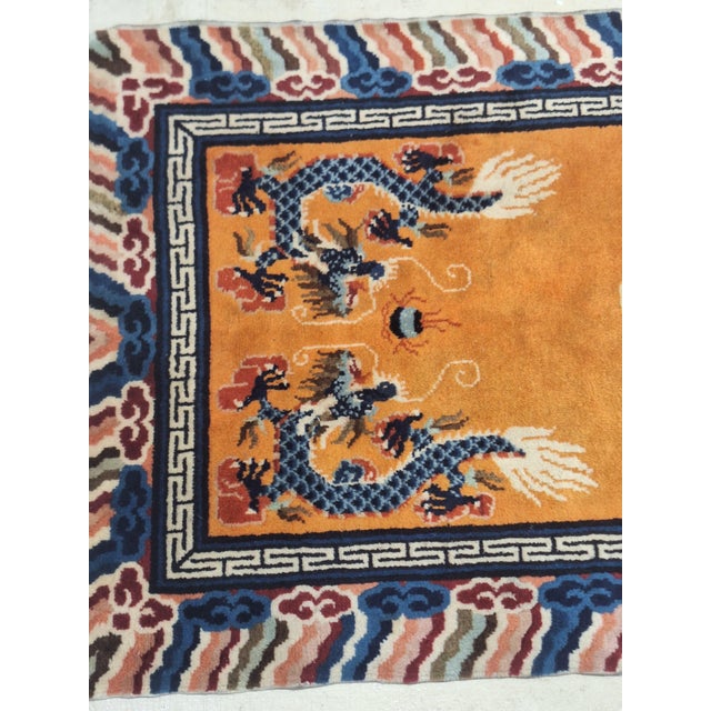 Vintage Chinese Dragon Rug, Hand Knotted Wool Tibetan Style Chinoiserie Accent Rug 5'8" X 3' For Sale - Image 9 of 9