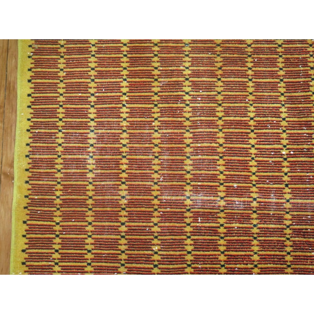 Mid 20th Century Mid 20th Century Yellow Field Turkish Deco Rug For Sale - Image 5 of 6