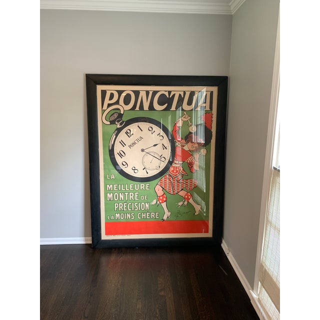 Rene Prejelan French Lithographic Poster Framed "Ponctua: La Meilleure Montre De Precision" For Sale - Image 4 of 6