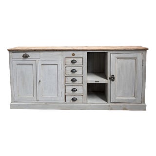 Handcrafted Gray-Patinated Sideboard For Sale