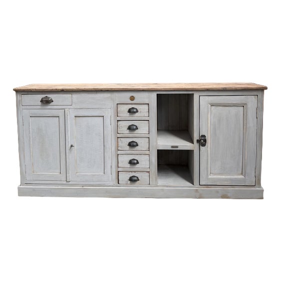 Handcrafted Gray-Patinated Sideboard For Sale