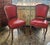 A pair of French side chairs. They were reupholstered with what I believe is a reddish Italian leather.The seats have...
