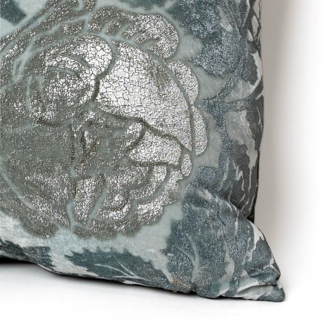 Pair of Hand-Painted Venetian Velvet Roses Pillow For Sale - Image 14 of 15