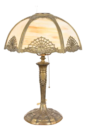 Antique Art Nouveau Slag Glass Table Lamp in the Manner of Handel, Circa 1920s