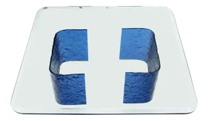 Large Blue Molten & Bent Glass C-Shape Base Glass Top Coffee Table