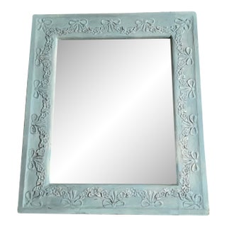 Mid 19th Century Swedish Mirror With Floral and Swag Carved Frame For Sale