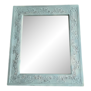 Mid 19th Century Swedish Mirror With Floral and Swag Carved Frame