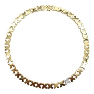 1970s Vintage 18k Gold Tiffany & Co. X Necklace by Angela Cummings For Sale
