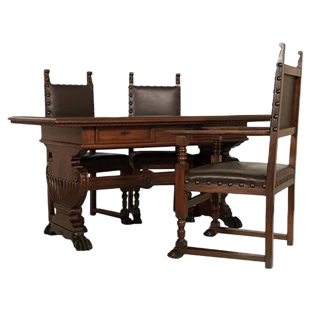 Antique Desk & Chairs from Dini & Puccini Furniture Factory, Set of 4 For Sale