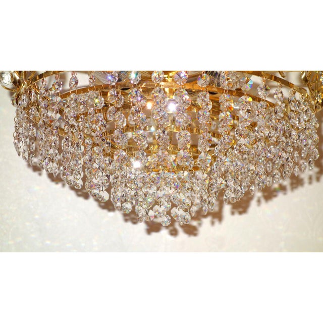 Brass and Lead Crystal 5-Light Chandelier by Joska Bodenmais, 1970s For Sale - Image 6 of 11