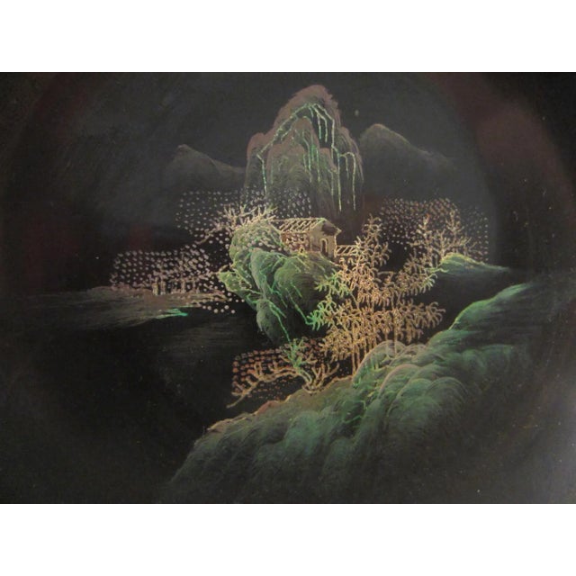 Antique Chinoiserie Black and Gold Hand Painted Lacquer Tea Set- 18 Pieces For Sale - Image 15 of 17