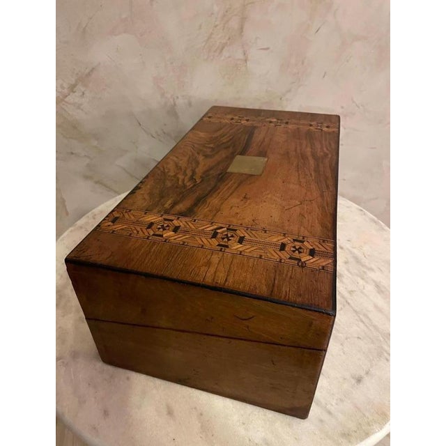 19th Century French Writing Box in Walnut and Brass For Sale - Image 15 of 16