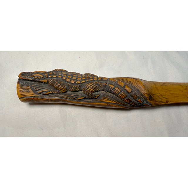 Antique Hand Carved Wood Alligator Folk Art Page Turner Letter Opener Sculpture For Sale - Image 12 of 13