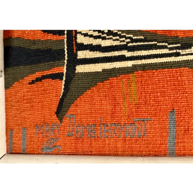 Mary Dambiermont, Mid Century Modern Handmade Wool Belgian Art Aubusson Tapestry Mary Dambiermont, Circa Late 20th Century For Sale - Image 12 of 12