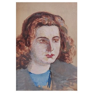 Giovanni Malesci, Girl, 1950s, Oil on Cardboard For Sale