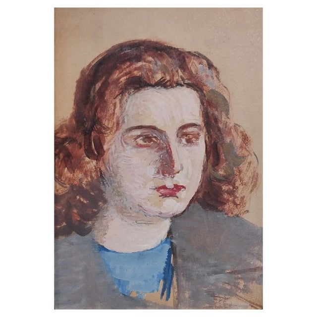 Giovanni Malesci, Girl, 1950s, Oil on Cardboard For Sale