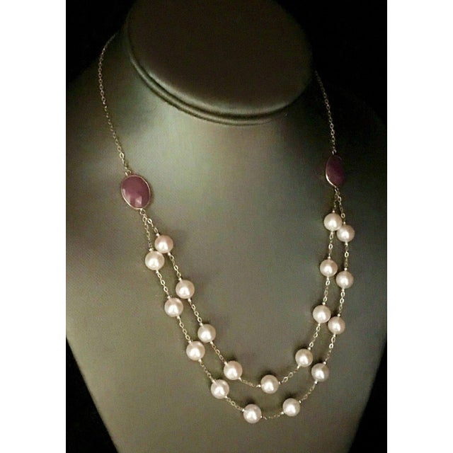 Red Akoya Pearl Ruby Necklace 14k Gold Certified For Sale - Image 8 of 9