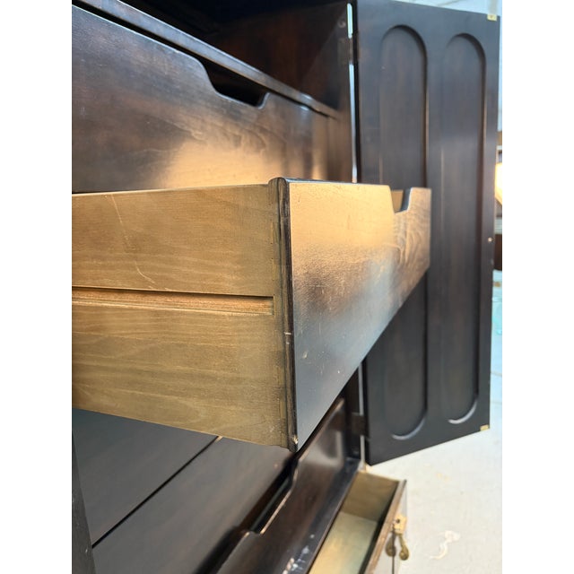 Mid 20th Century Hollywood Regency Burl and Brass Armoire by Mastercraft For Sale - Image 14 of 18