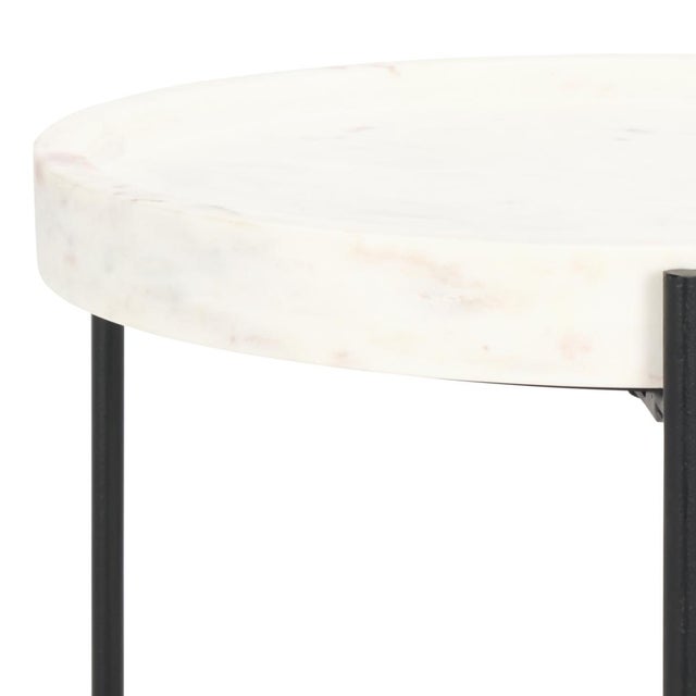 Spritely Home Bavaria Marble Side Table in White / Black For Sale - Image 4 of 8