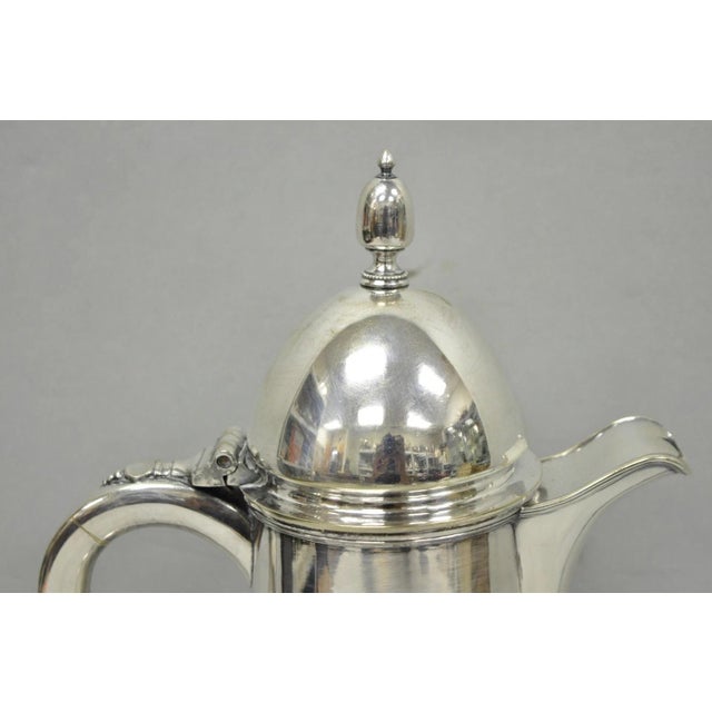 Silver Antique English Regency Silver Plated Flagon Pitcher W/ Heart Handle For Sale - Image 8 of 18
