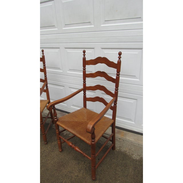 Wood Vintage Rush Ladderback Kitchen Dining Room Chairs For Sale - Image 7 of 10