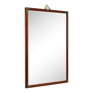 Mid 20th Century Mahogany Japanese Tansu Campaign Style Wall Mirror For Sale