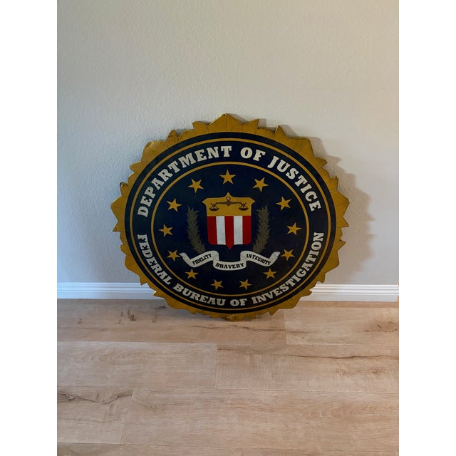 FBI Sign Plaque Emblem Logo - Vintage – Huge 35in Round with .5 thickness This large, used, vintage FBI sign was...