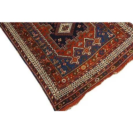 Navy Blue Antique Persian Afshar Rug For Sale - Image 8 of 12