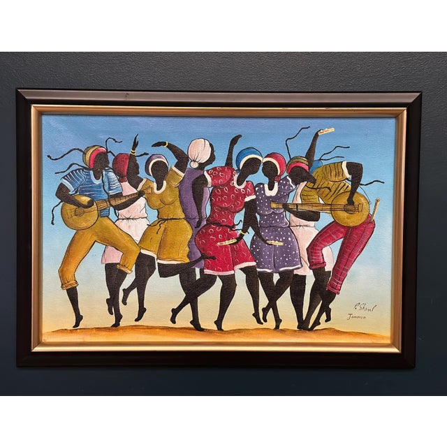 R. Shaw, Dancing Figures with Instruments, 1950s, Oil Painting on Canvas, Framed For Sale - Image 14 of 15