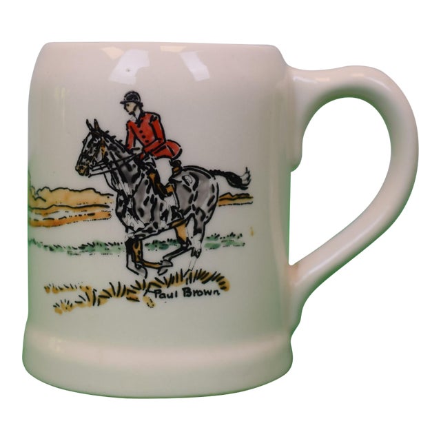 Mid 20th Century Paul Brown X Brooks Brothers Ceramic Mug With Fox Hunt Scene For Sale