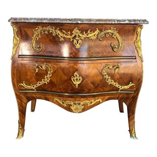 Louis XV Style Marble Top Commode For Sale