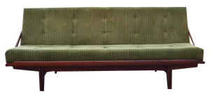 Daybed Model 981 Diva Sofa in Teak and Green Fabric by Poul M Volther for Frem Røjle, 1960s