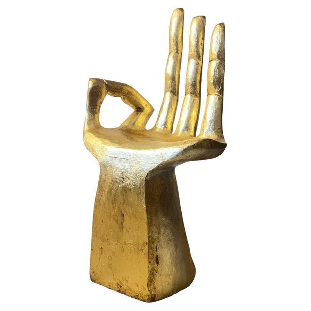 Metal Italian Golden Wood Hand Chair in the style of Pedro Friedeberg, 1970s For Sale - Image 7 of 7