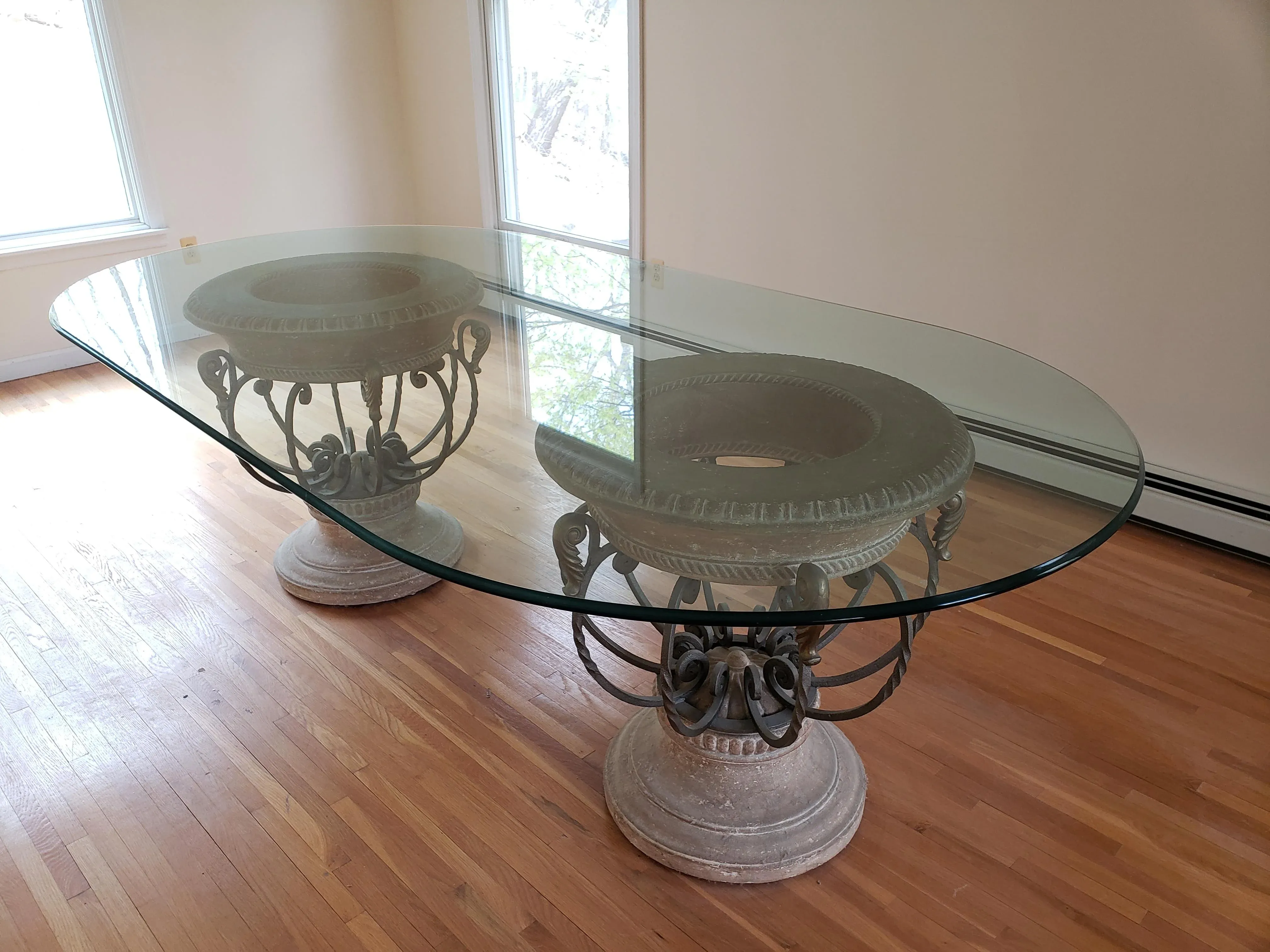 Drexel Heritage Corbel Glass Top Dining Table | Chairish