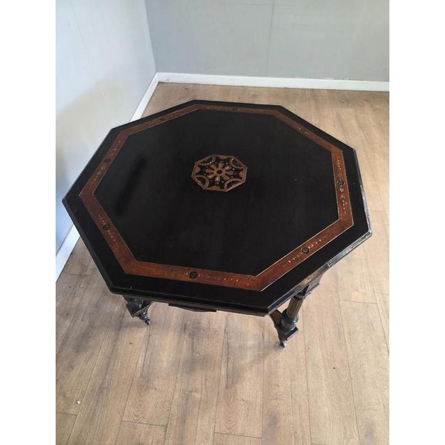 Antique Victorian Ebonised Centre Table For Sale - Image 4 of 7