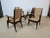 4 massive mahogany armchairs, seat and folder in rope. French work of the 50s. The rope has been renovated.