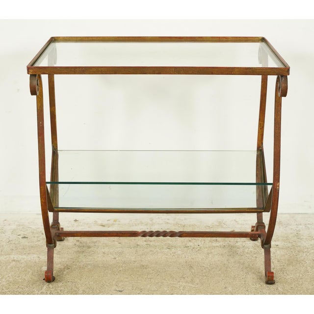 Mid-Century Modern Vintage European Glass Top End Table Magazine Holder For Sale - Image 3 of 9