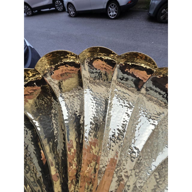 Hand-Embossed Shell Tray in Hammered Brass with Drawers, Florence, 1950s For Sale - Image 6 of 9