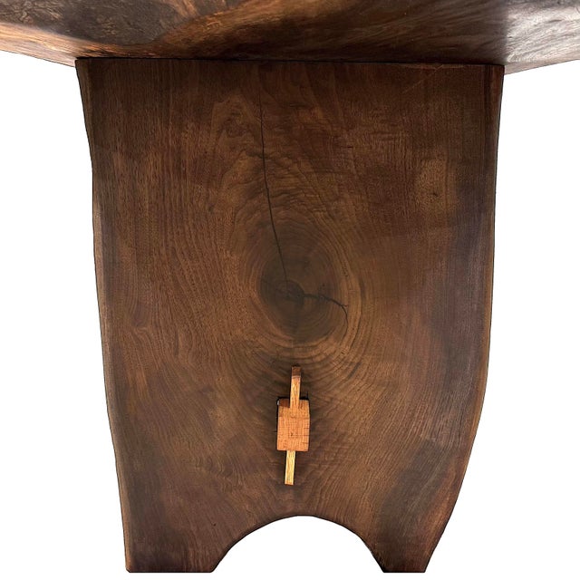 Wood Single Plank Live Edge Solid Walnut Dining Table - Handcrafted by Montana Rancher For Sale - Image 7 of 13