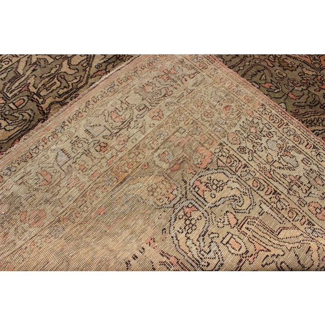 Taupe Vintage Turkish Sivas With Floral Central Medallion in Coral and Earthy Tones For Sale - Image 8 of 9