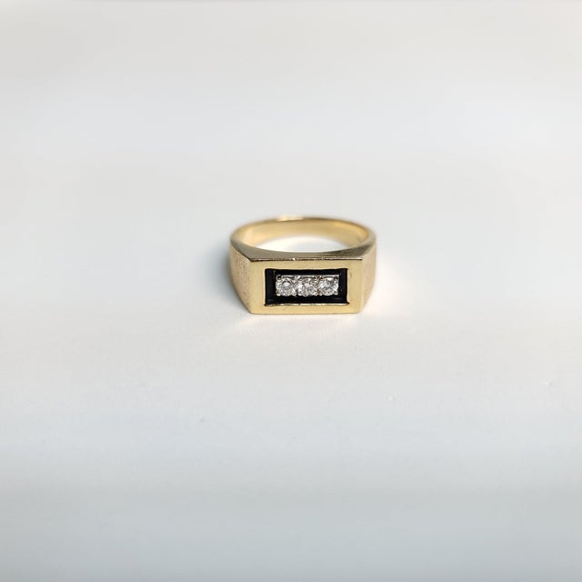 Three Stone Diamond Wedding Band with Brushed Satin Trim, Size 12 For Sale - Image 4 of 5