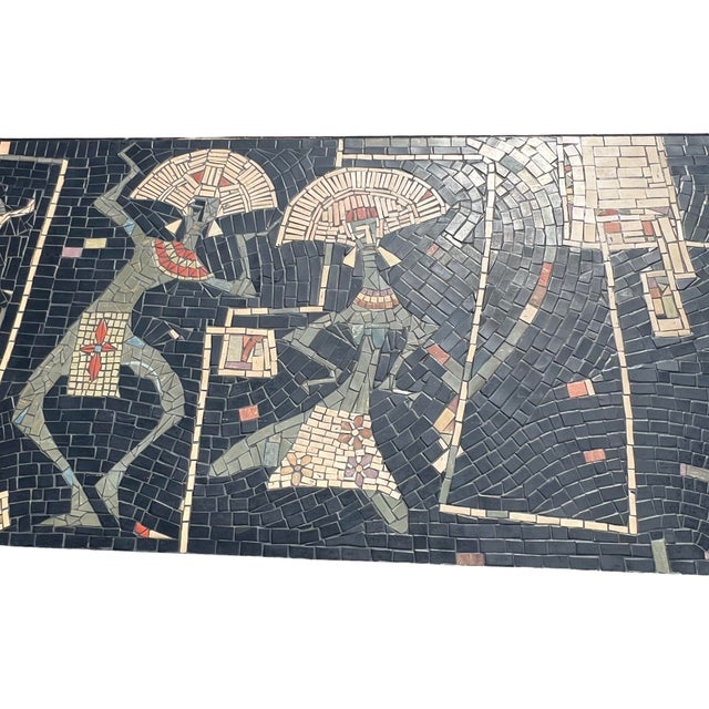 We have for your consideration a very gorgeous and rare large sleek thin vintage mosaic coffee table. Coffee table...