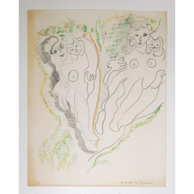 Contemporary 1985 Surrealist Figural Drawing For Sale - Image 3 of 4