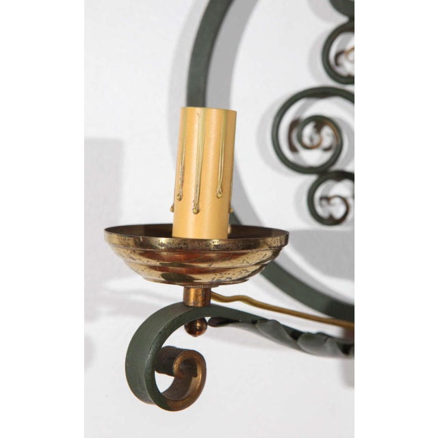 1940s French Moderne Double Candelabra Sconces - a Pair For Sale - Image 4 of 9