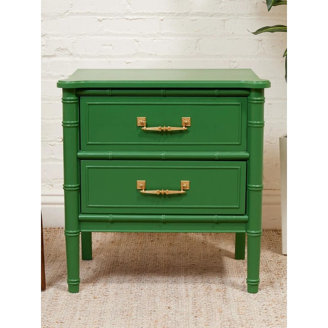 Mid 20th Century Emerald Faux Bamboo Nightstand For Sale - Image 4 of 12